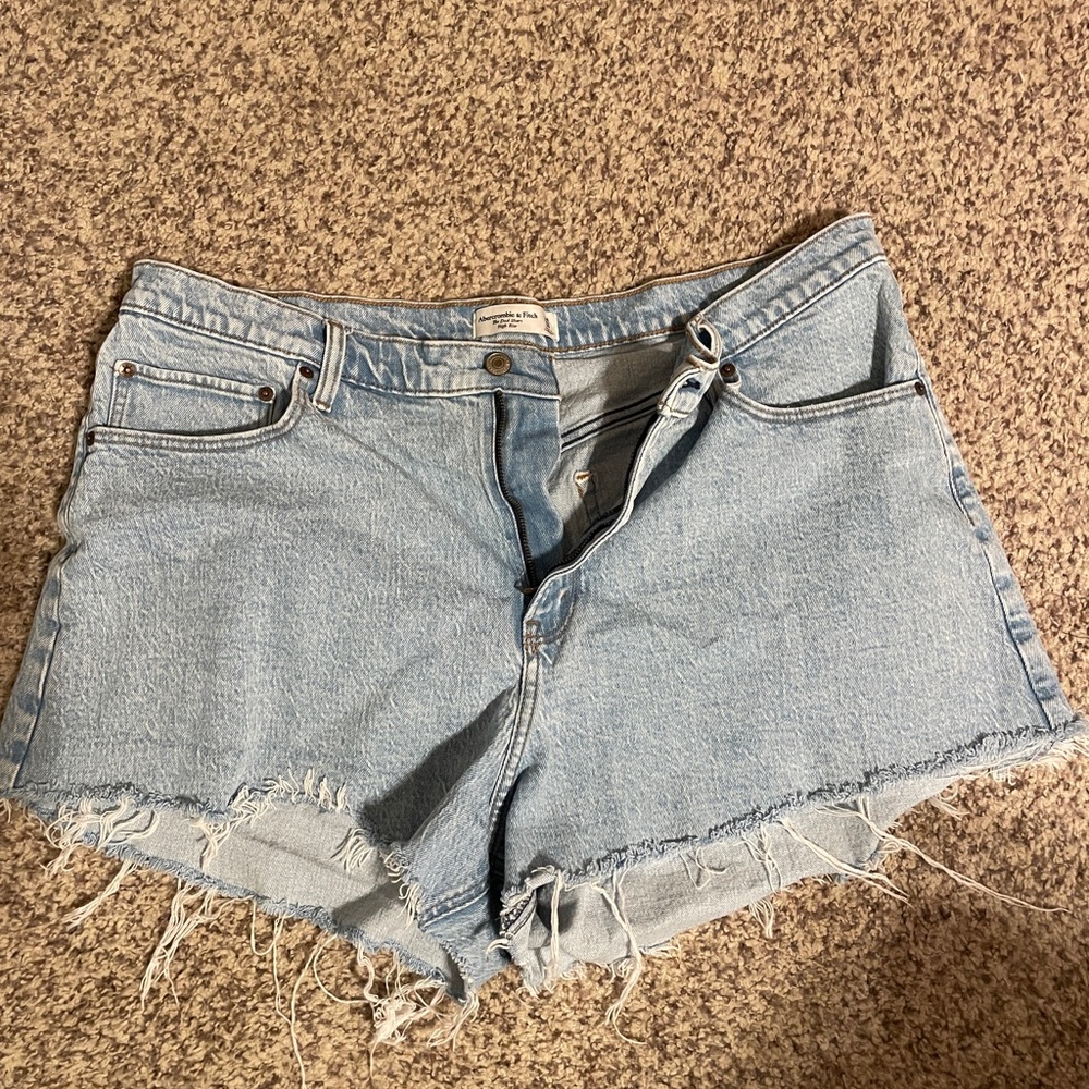 Abercrombie & Fitch The Dad Shorts Hugh Rise Light Blue Jean Shorts